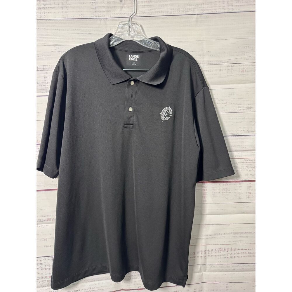 Lands end men's‎ black polo shirt size large